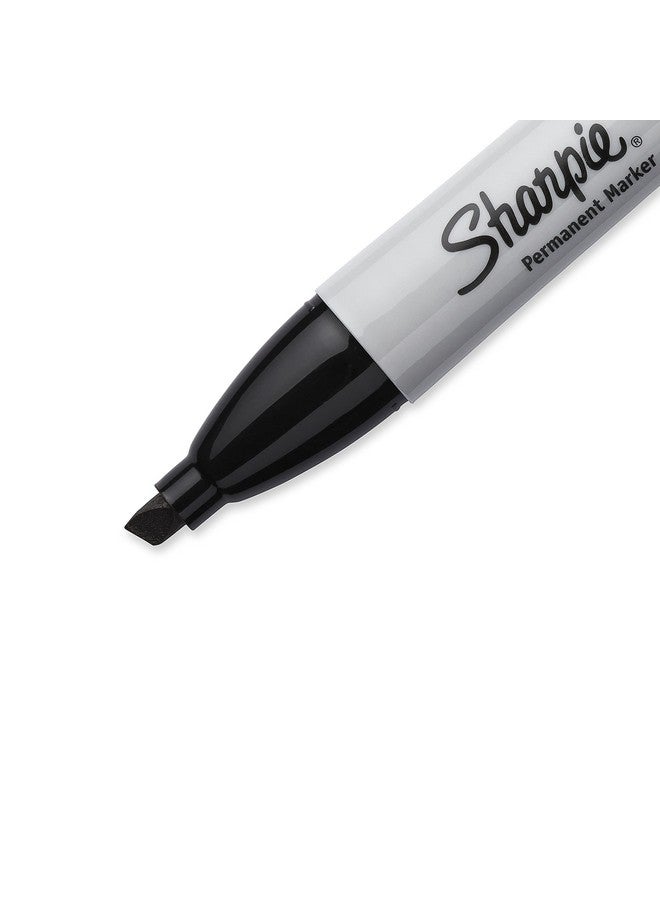 Sharpie Permanent Markers, Chisel Tip Marker Set, Poster Markers, Markers For Wood, Plastic, And More, Black, 12 Count - Image 3