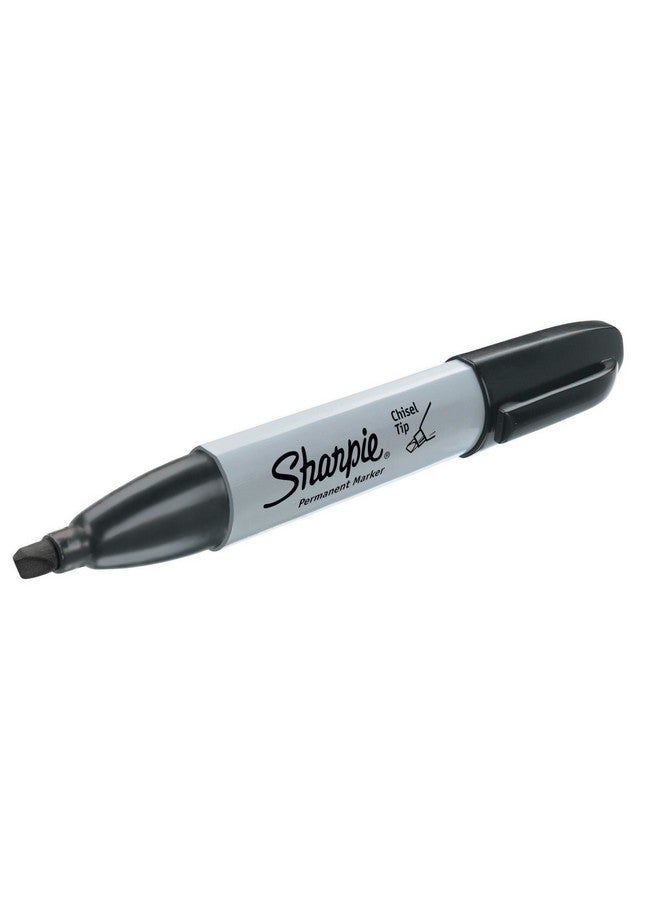 Sharpie Permanent Markers, Chisel Tip Marker Set, Poster Markers, Markers For Wood, Plastic, And More, Black, 12 Count - Image 4