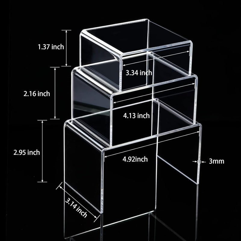 AAIGLOBAL AAIGLOBAL Acrylic Display Risers Product Stand Jewelry Display Riser Shelf Showcase Fixtures for Dessert Cupcake Candy Figure Treat Action Display Clear 1 Sets  - Image 2