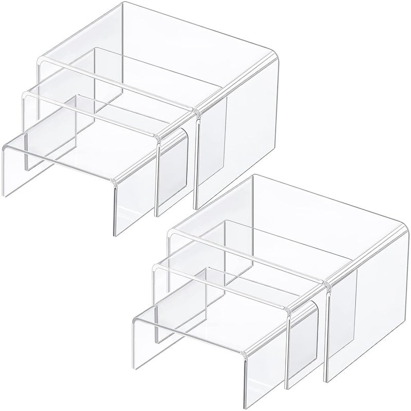 AAIGLOBAL AAIGLOBAL Acrylic Display Risers Product Stand Jewelry Display Riser Shelf Showcase Fixtures for Dessert Cupcake Candy Figure Treat Action Display Clear 1 Sets  - Image 1