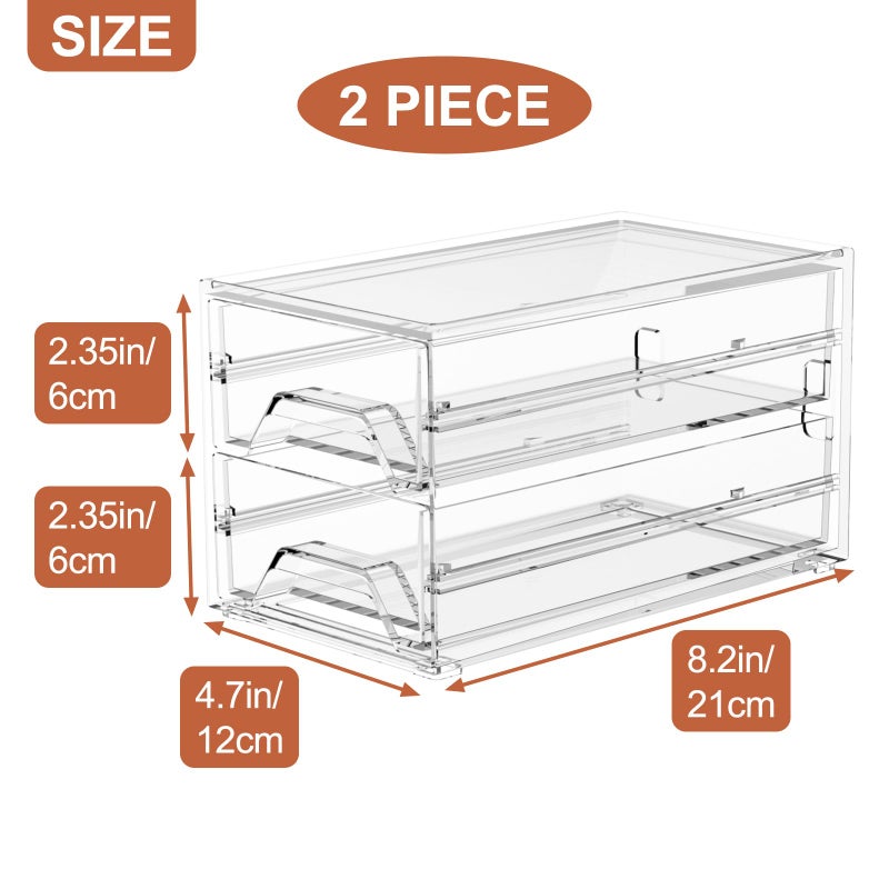 CHANCETSUI Desk Organizer Drawer Office Storage: 4 Plastic Drawers Organizers for Small Accessories, Clear Box for Stationery Supplies Organization, Storage Acrylic Bins Holder for Classroom Table - Image 2