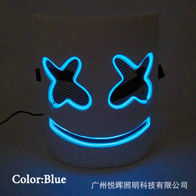 Baoda Electronic Music Festival Marshmallow Dj Headgear Cos Halloween Luminous Mask Led Luminous Marshmallow Headgear - Image 5