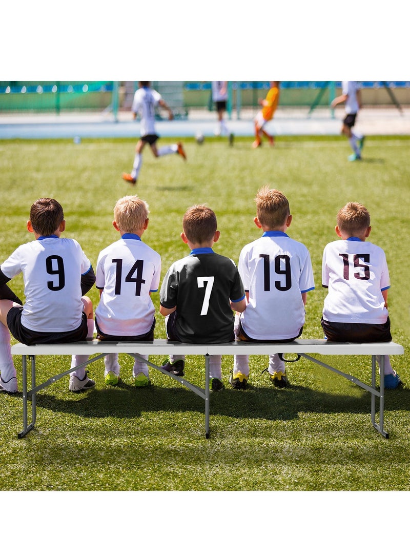 XiuWoo 6 feet Plastic Folding Bench,Portable in/Outdoor Picnic Party Camping Dining Seat, Garden Soccer Multipurpose Entertaining Activities, Rattan Patterned HDPE Tabletop - Image 4