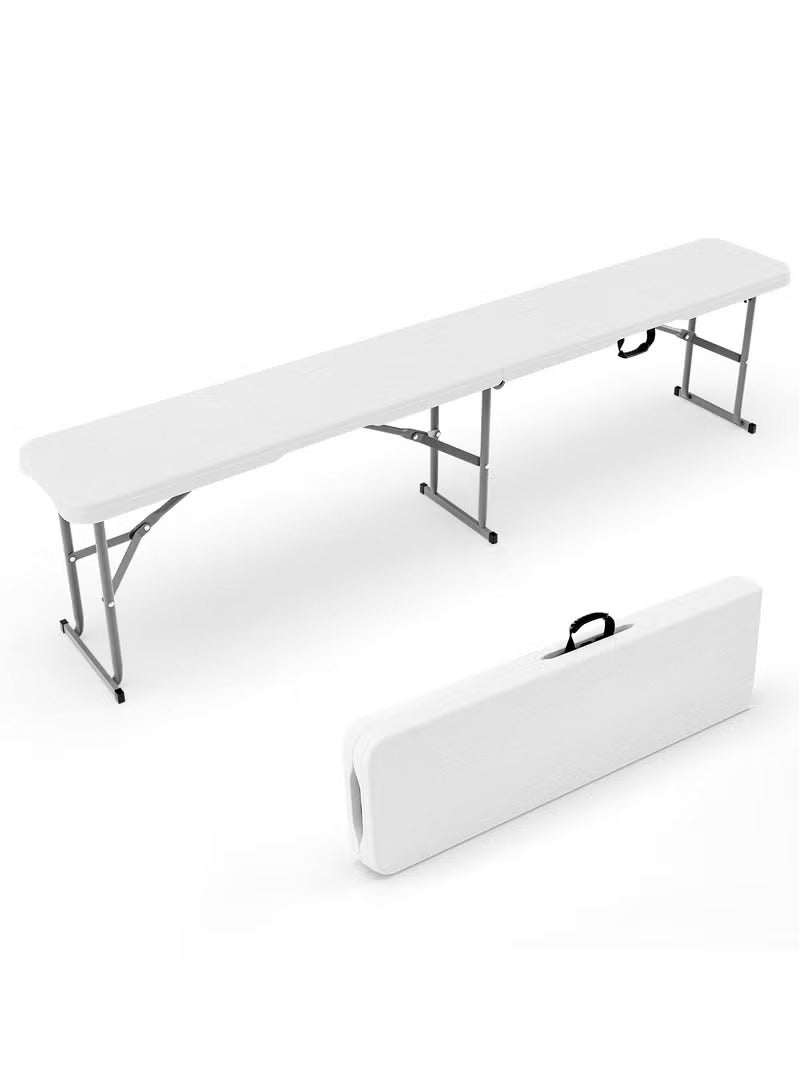 XiuWoo 6 feet Plastic Folding Bench,Portable in/Outdoor Picnic Party Camping Dining Seat, Garden Soccer Multipurpose Entertaining Activities, Rattan Patterned HDPE Tabletop - Image 1