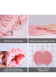 joyzzz Silicone Bath Massage Pad, Shower Foot Massager Scrubber, Bathroom Wall Mounted Back Scrubber Back Exfoliator Foot Massage Pad Mat with Non Slip Suction Cups for Shower (Pink)  - Image 3