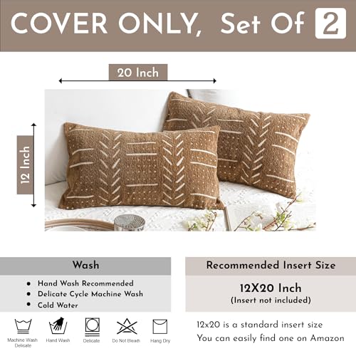 BlissBlush Fall Brown Decorative Lumbar Throw Pillow Covers 12X20, Set of 2, Boho Farmhouse Cushion Cover, Soft Accent Pillowcase for Couch Sofa Bed Living Room Home Décor - Image 2