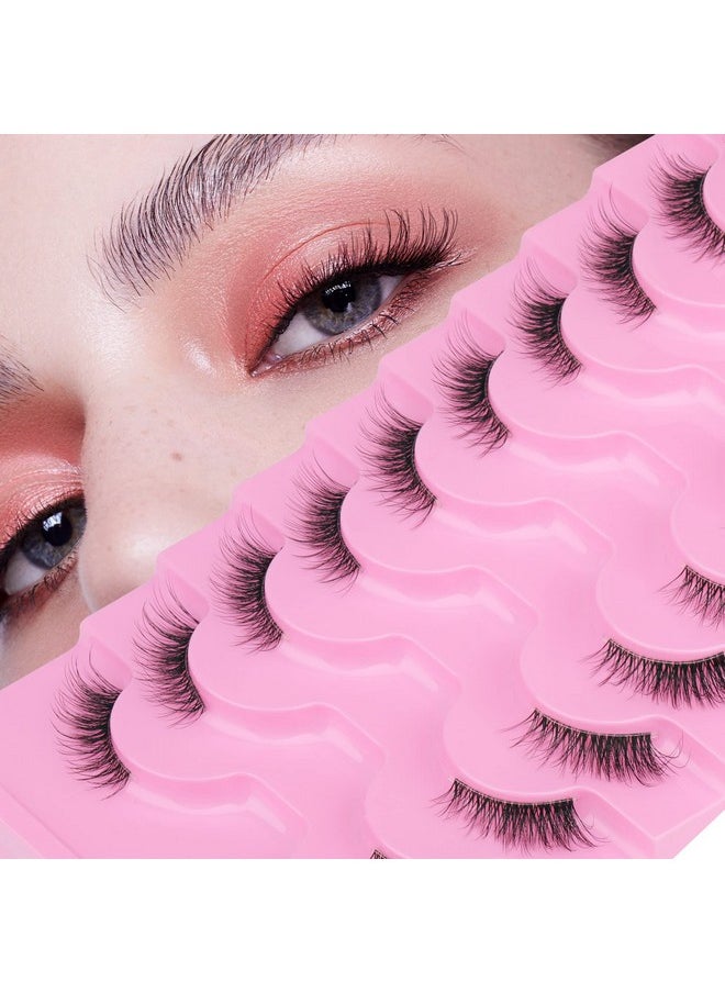 FANXITON Half Lashes Natural Look Wispy Cat Eye Lashes Fluffy 13Mm Clear Band Accent Short False Eyelashes That Look Like Extensions 10 Pairs  - Image 3