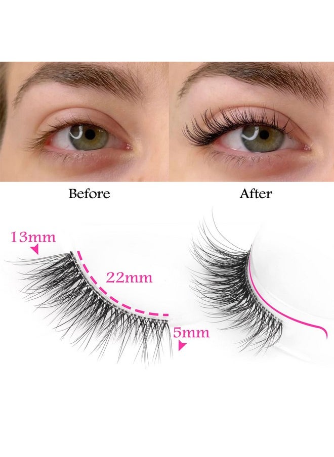 FANXITON Half Lashes Natural Look Wispy Cat Eye Lashes Fluffy 13Mm Clear Band Accent Short False Eyelashes That Look Like Extensions 10 Pairs  - Image 2