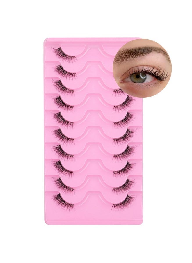 FANXITON Half Lashes Natural Look Wispy Cat Eye Lashes Fluffy 13Mm Clear Band Accent Short False Eyelashes That Look Like Extensions 10 Pairs  - Image 1