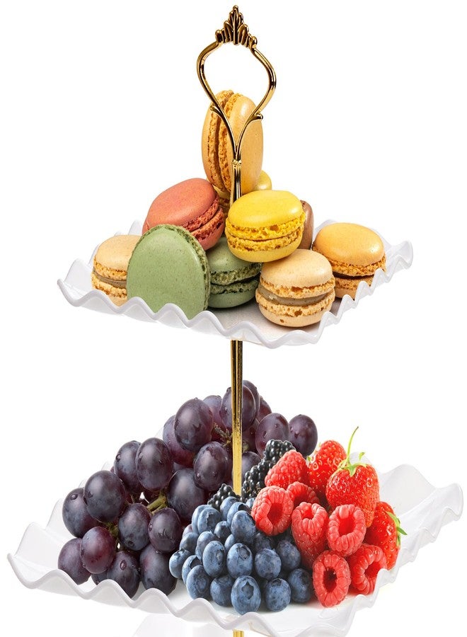 DEAYOU 4 Pack 3 Tier Plastic Cupcake Stand, White Square Dessert Tiered Serving Stand, Cake Pastry Display Tower Tray Platter Holder for Buffet, Cookie, Fruit, Table Decor, Party, Wedding, Birthday - Image 5