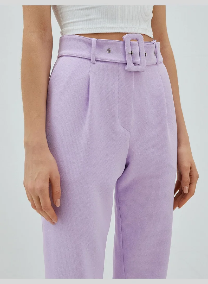 KOTON Belted Pleated Pocket Carrot Trousers