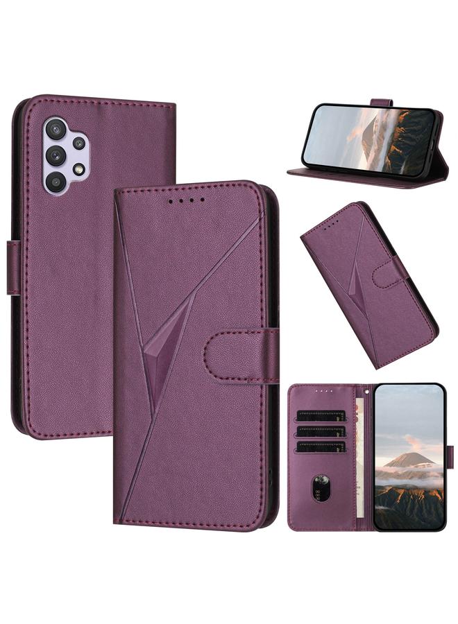 S-TOP Case For Samsung Galaxy A32 5G Triangle Pattern Buckle Clasp Leather Phone Case - Image 1