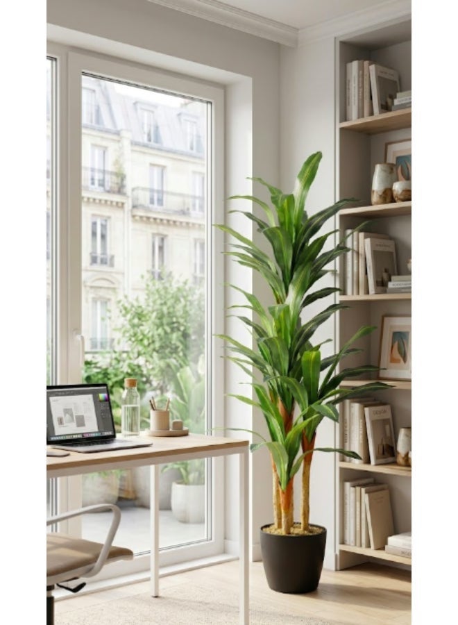 Noon East Dracaena 120cm (3.94ft) Artificial Tree with Pot | Floor Plant with Lifelike Design & Texture - Green | Decorative Indoor Tree for Home, Living Room, Study & Office spaces - Image 3