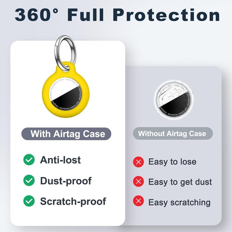 حامل Airtag مع سلسلة مفاتيح، غطاء GPS مقاوم للصدمات ومقاوم للخدش لـ Air Tags، ملحقات Airtags لحالات تتبع GPS للحقائب والأمتعة، أصفر - Image 4