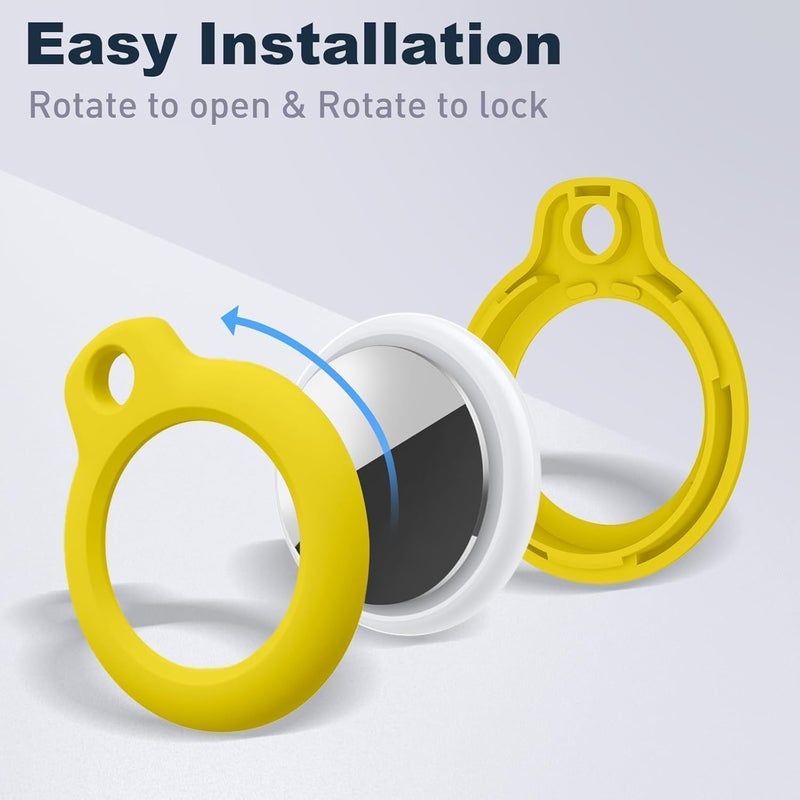 حامل Airtag مع سلسلة مفاتيح، غطاء GPS مقاوم للصدمات ومقاوم للخدش لـ Air Tags، ملحقات Airtags لحالات تتبع GPS للحقائب والأمتعة، أصفر - Image 2