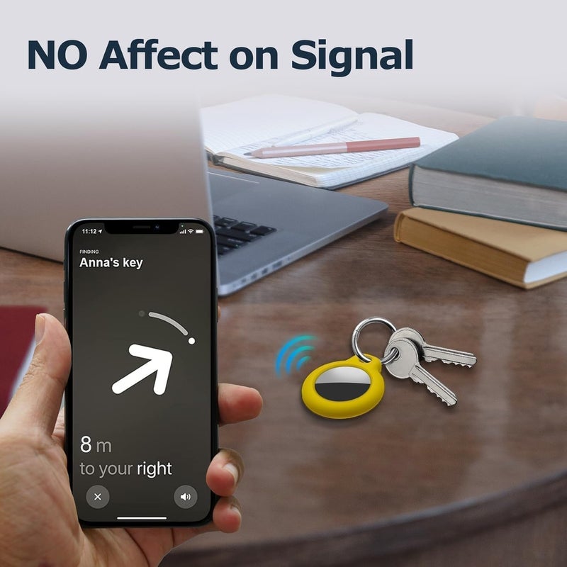 حامل Airtag مع سلسلة مفاتيح، غطاء GPS مقاوم للصدمات ومقاوم للخدش لـ Air Tags، ملحقات Airtags لحالات تتبع GPS للحقائب والأمتعة، أصفر - Image 3