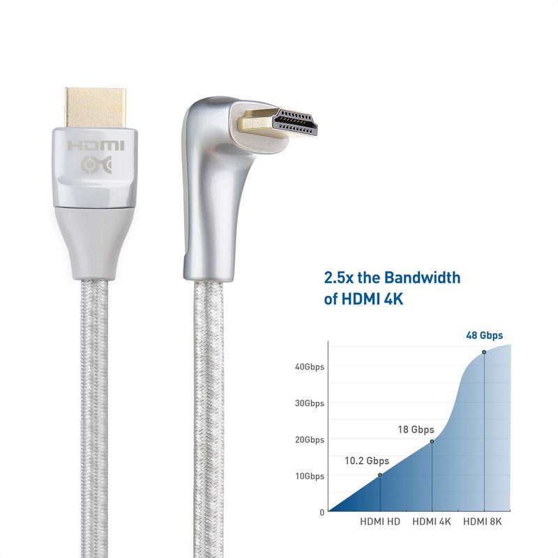 Cable Matters كابل ماذرز 48 جيجابت في الثانية Ultra HD 8K كابل HDMI بزاوية 270 درجة بطول 6.6 قدم مع دعم 8K @120Hz، 4K @240Hz و HDR باللون الرمادي - Image 5