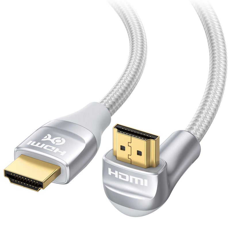 Cable Matters كابل ماذرز 48 جيجابت في الثانية Ultra HD 8K كابل HDMI بزاوية 270 درجة بطول 6.6 قدم مع دعم 8K @120Hz، 4K @240Hz و HDR باللون الرمادي - Image 1