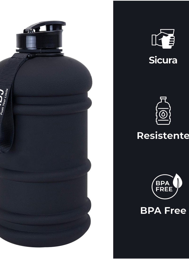 ABJ - 2.2L Water Bottle BPA Free Half Gallon Large for Men Women Sports Fitness Perfect for Gym, Home, Office, School and Outdoor Activities Black Jet Water Bottle - Image 1