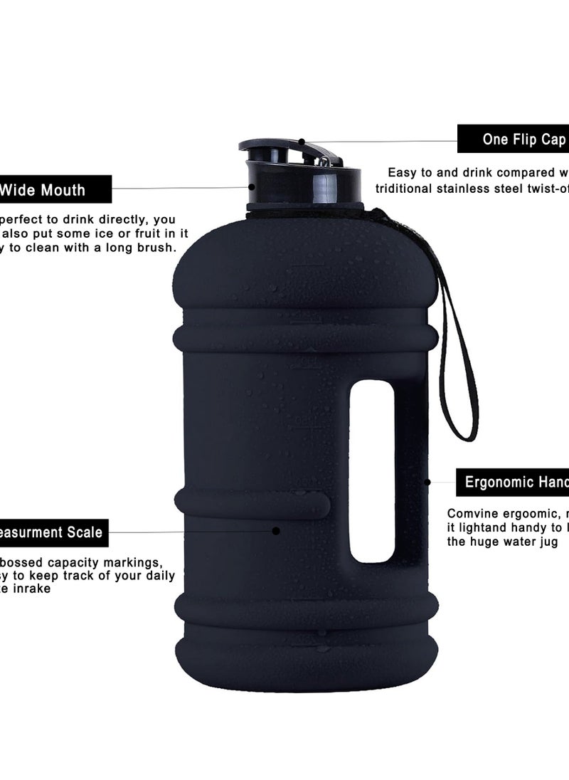 ABJ - 2.2L Water Bottle BPA Free Half Gallon Large for Men Women Sports Fitness Perfect for Gym, Home, Office, School and Outdoor Activities Black Jet Water Bottle - Image 1