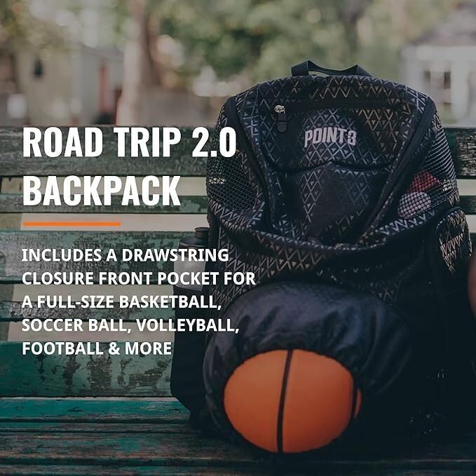 Point 3 Road Trip 2.0 Backpack Basketball Backpack with Drawstrong Closure | Ventilated Mesh Shoe Pocket Compartment - Image 4