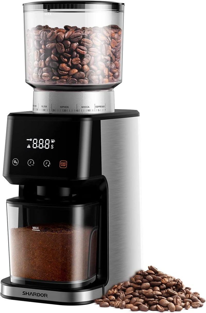 Stainless Steel Electric Cone Grinder with 51 Levels of Fine Grinding and LCD Screen - Image 1