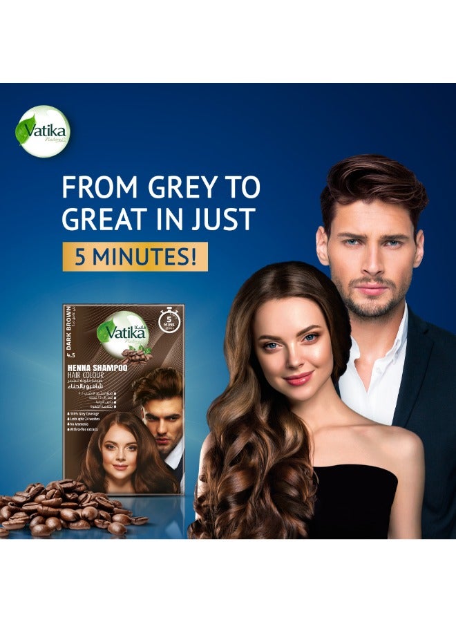 Vatika Naturals Instant Henna Hair Colour Dark Brown Shampoo  - Image 2