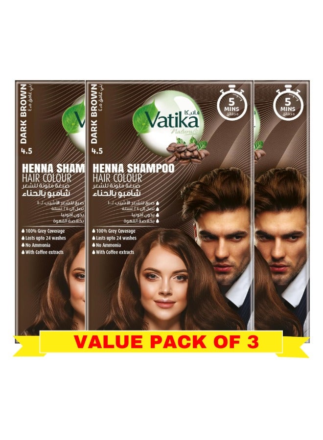 Vatika Naturals Instant Henna Hair Colour Dark Brown Shampoo  - Image 1