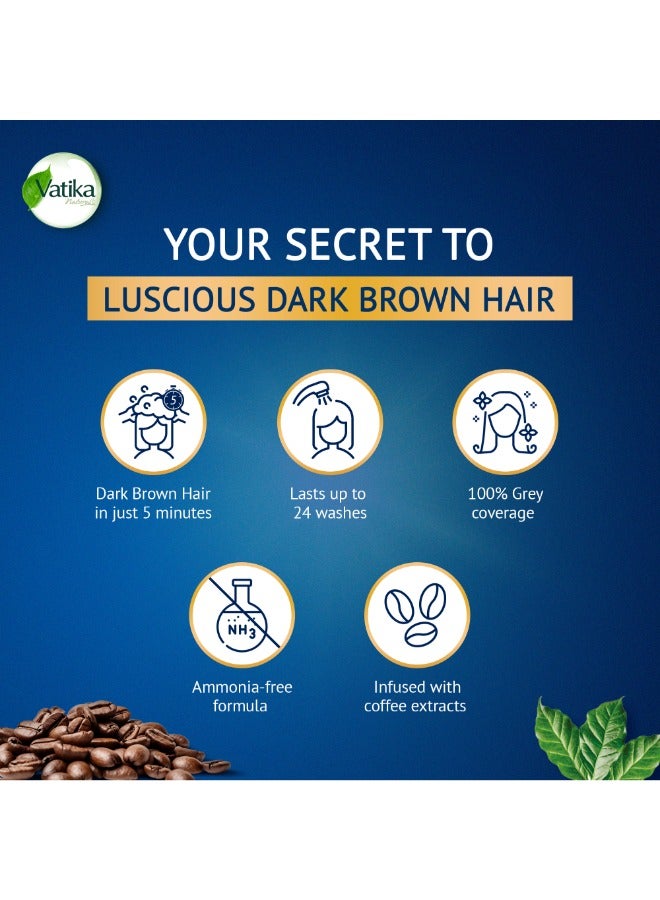 Vatika Naturals Instant Henna Hair Colour Dark Brown Shampoo  - Image 3
