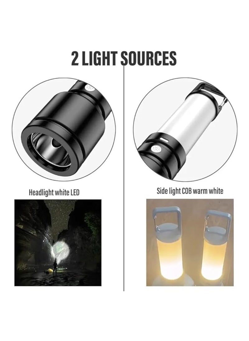 يوويل 4 قطع مصباح يدوي LED USB قابل لإعادة الشحن ضوء الشعلة معلق فانوس التخييم مع مصباح جانبي مقاوم للماء في الهواء الطلق ضوء فلاش محمول مثالي للتخييم والرحلات والأنشطة الخارجية 4 أوضاع إضاءة  - Image 4