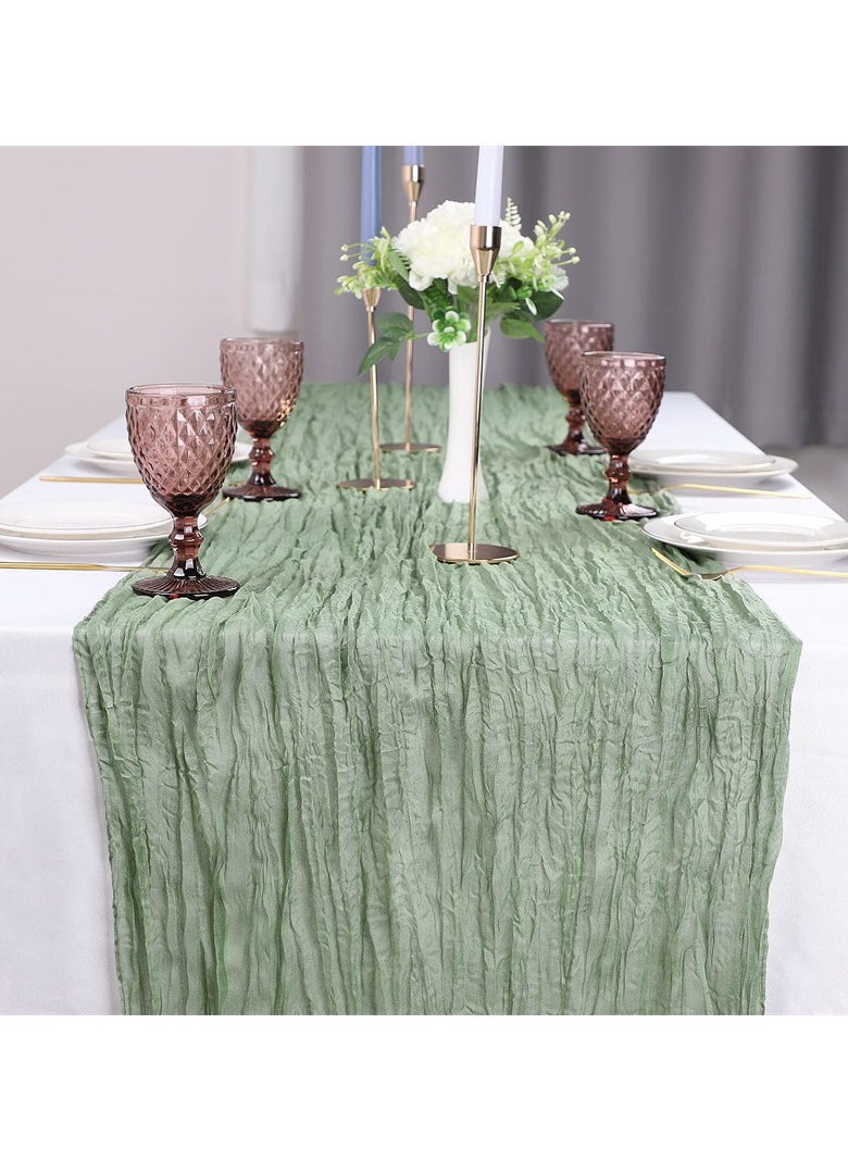 Generic Cheesecloth Table Runner 35 x 118 Inch Gauze Tablecloth Boho Wedding Decor 10 Ft Rustic Wedding Decorations Vintage Table Centerpieces for Wedding Reception Bridal Shower Birthday (1 Pack, grass green)  - Image 3