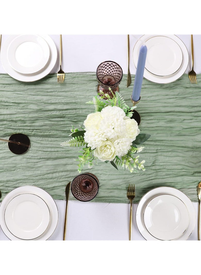 Generic Cheesecloth Table Runner 35 x 118 Inch Gauze Tablecloth Boho Wedding Decor 10 Ft Rustic Wedding Decorations Vintage Table Centerpieces for Wedding Reception Bridal Shower Birthday (1 Pack, grass green)  - Image 4