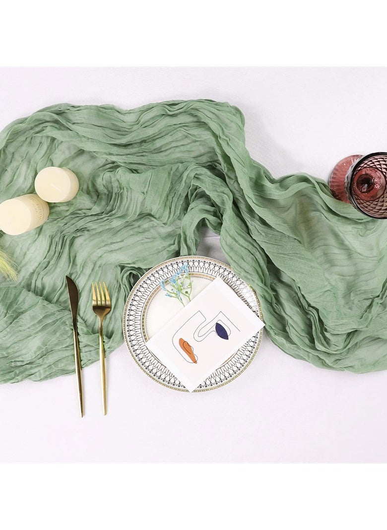 Generic Cheesecloth Table Runner 35 x 118 Inch Gauze Tablecloth Boho Wedding Decor 10 Ft Rustic Wedding Decorations Vintage Table Centerpieces for Wedding Reception Bridal Shower Birthday (1 Pack, grass green)  - Image 5