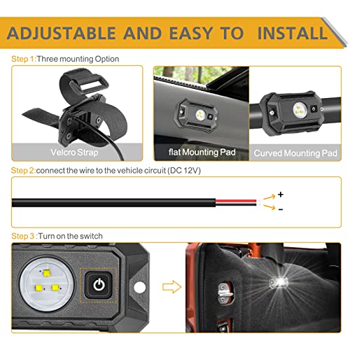 Rfroad Lighting UTV LED Dome Light 12V with Switch, Rfroad Lighting Universal Roll Bar Mount LED White Light Interior Dome Light for UTV ATV Polaris RZR Can Am Car Golf Cart - Image 5