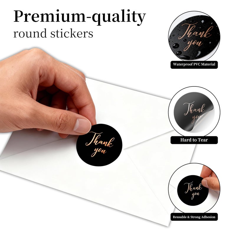 KAICN 30 PACK Box of Thank You Cards with Envelopes Bulk Set & Stickers, Blank Thank You notes Cards with Message Inside, 6Ã—4 Inches, Thank You Note For Employees, Teacher, Birthday, Graduation, Small Business ï¼† Holiday - Black - Image 4
