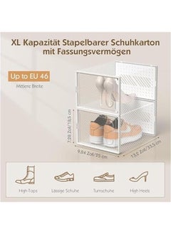 هوكور صندوق تخزين احذية مقاس XL مع باب مغناطيسي، يناسب حتى مقاس 13، منظم احذية بلاستيكي شفاف قابل للتكديس للخزانة، قم بتوصيل حاويات الاحذية اليسرى واليمنى للمدخل (ابيض)، أكريلونيتريل بوتادين ستايرين  - Image 2