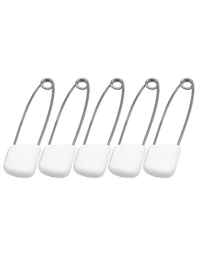 Milisten Adult Diapers Hijab Pin 50pcs White Safety Plastic Head Safety pin Stainless Steel Safety Locking Cloth Diaper pin Nappy Large Safety pin hat Black Decor Black Decor - Image 1