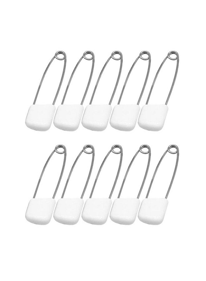 Milisten Adult Diapers Hijab Pin 50pcs White Safety Plastic Head Safety pin Stainless Steel Safety Locking Cloth Diaper pin Nappy Large Safety pin hat Black Decor Black Decor - Image 2
