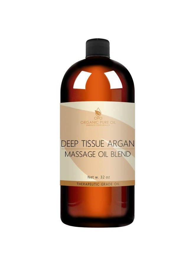 OPO Deep Tissue Argan Massage Oil Blend - Natural, Non-GMO, Evening Primrose, Camellia, Walnut Oil & More - 32 oz - Soothing, Deep Tissue, Muscles, Relaxation - Packaging May Vary - Image 1