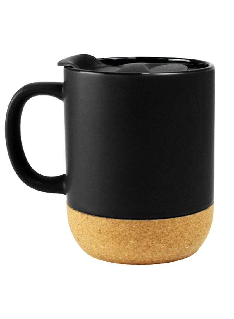 Giftmate 320ml Coffee Mug with Lid Ceramic Reusable Cup for Hot Cold Drinks Mugs for Home Office Cermic Mug with Cork Base - Image 1