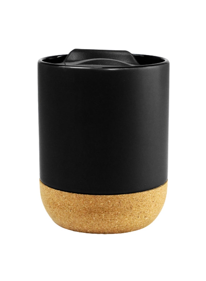 Giftmate 320ml Coffee Mug with Lid Ceramic Reusable Cup for Hot Cold Drinks Mugs for Home Office Cermic Mug with Cork Base - Image 3