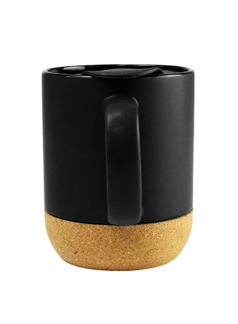 Giftmate 320ml Coffee Mug with Lid Ceramic Reusable Cup for Hot Cold Drinks Mugs for Home Office Cermic Mug with Cork Base - Image 5