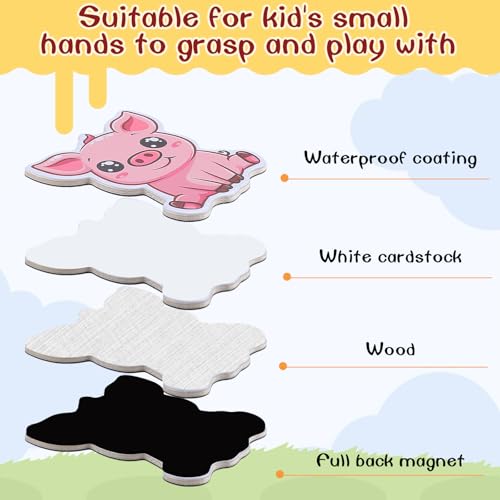 Fyguard 14Pcs Farm Magnetic Animals Refrigerator Magnets for Kids 2.36IN x 1.96IN Cute Animal Wooden Magnets for Refrigerator Whiteboard Early Education Boys Girls Gifts - Image 4
