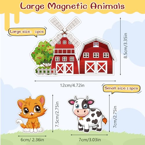 Fyguard 14Pcs Farm Magnetic Animals Refrigerator Magnets for Kids 2.36IN x 1.96IN Cute Animal Wooden Magnets for Refrigerator Whiteboard Early Education Boys Girls Gifts - Image 2