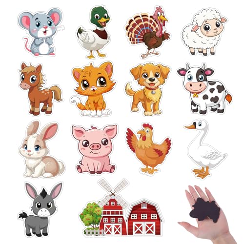 Fyguard 14Pcs Farm Magnetic Animals Refrigerator Magnets for Kids 2.36IN x 1.96IN Cute Animal Wooden Magnets for Refrigerator Whiteboard Early Education Boys Girls Gifts - Image 1