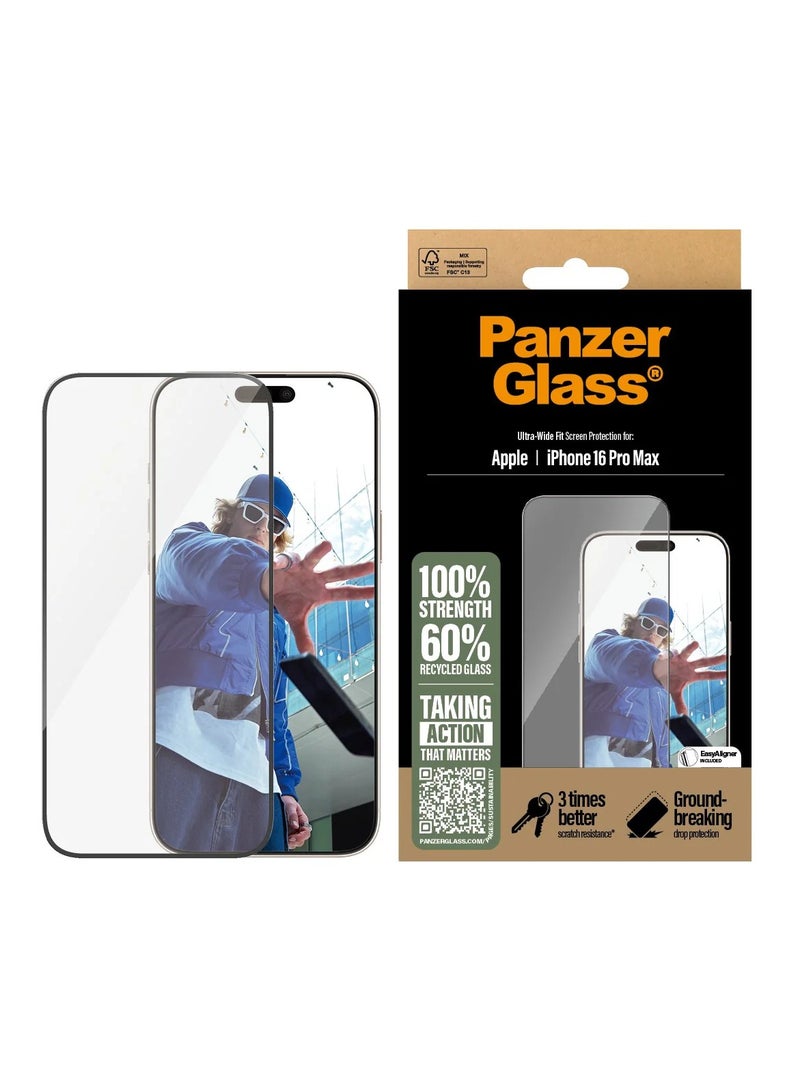 PanzerGlass Screen Protector Ultra Wide iPhone 16 Pro Max - Clear - Image 1