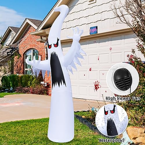 GOOSH 6 FT Halloween Inflatables Ghost Outdoor Decorations Blow Up Yard Scary Red Eye Dimming Ghost with Built-in Colorful LEDs for Garden Lawn Indoor Party Decor - Image 5