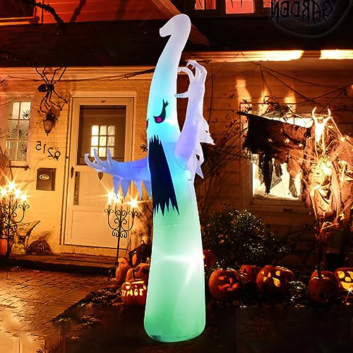 GOOSH 6 FT Halloween Inflatables Ghost Outdoor Decorations Blow Up Yard Scary Red Eye Dimming Ghost with Built-in Colorful LEDs for Garden Lawn Indoor Party Decor - Image 4