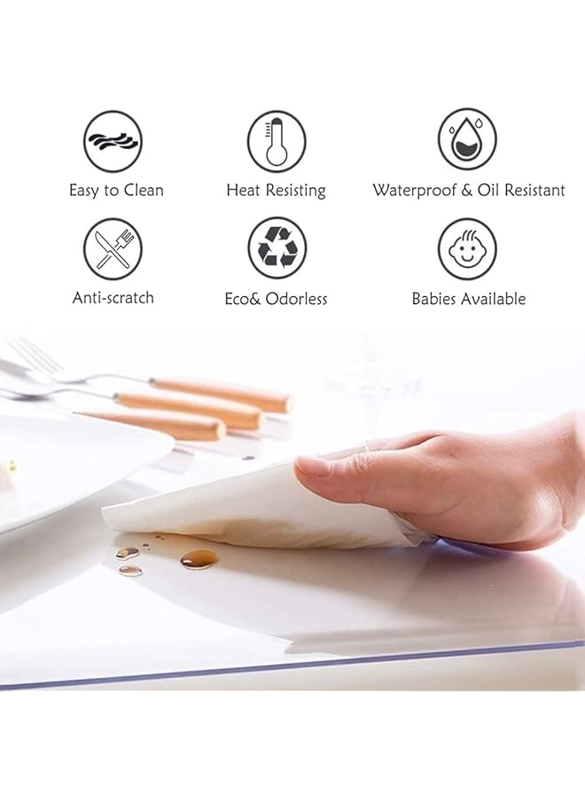 erorex Clear Table Protector 1.5Mm Thick Rectangular Clear Desk Pad Mat Plastic Table Cover Dining Table Protector Desk Protector Mat Clear Clear Desk Pad For Writing Desk 60 * 120Cm - Image 2