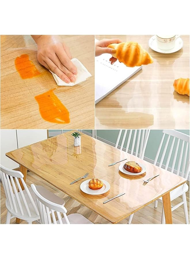 erorex Clear Table Protector 1.5Mm Thick Rectangular Clear Desk Pad Mat Plastic Table Cover Dining Table Protector Desk Protector Mat Clear Clear Desk Pad For Writing Desk 60 * 120Cm - Image 3